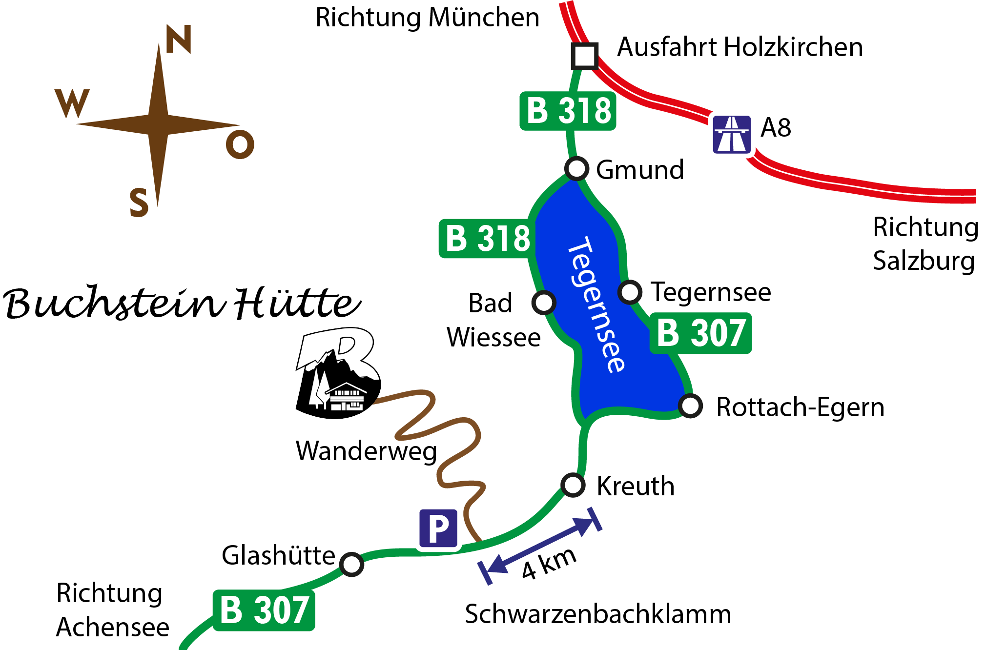 Anfahrtskarte zur Hütte